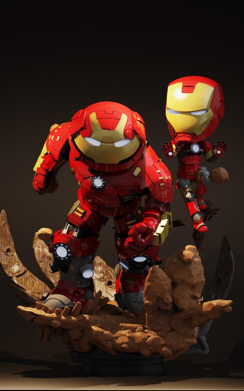钢铁侠和反浩克装甲 Q版3D打印模型