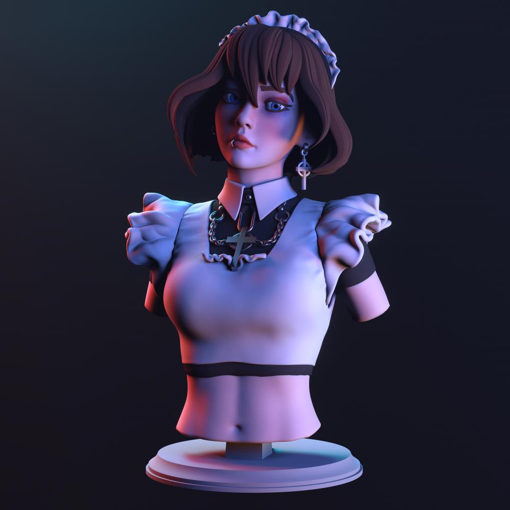 女仆胸像3D打印模型