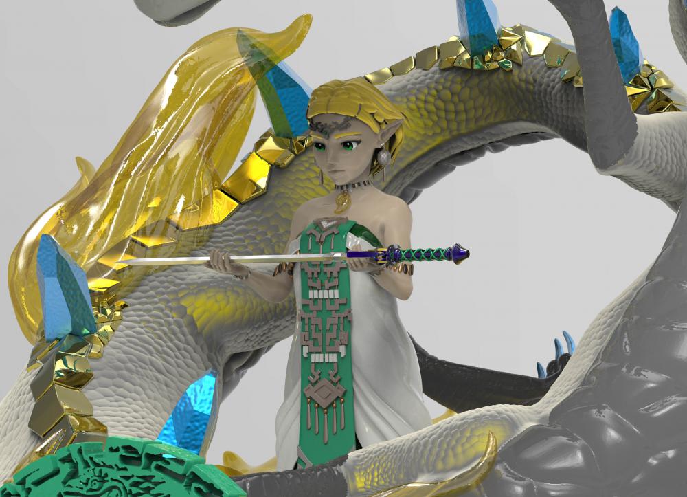 塞尔达传说 公主和龙3D打印模型