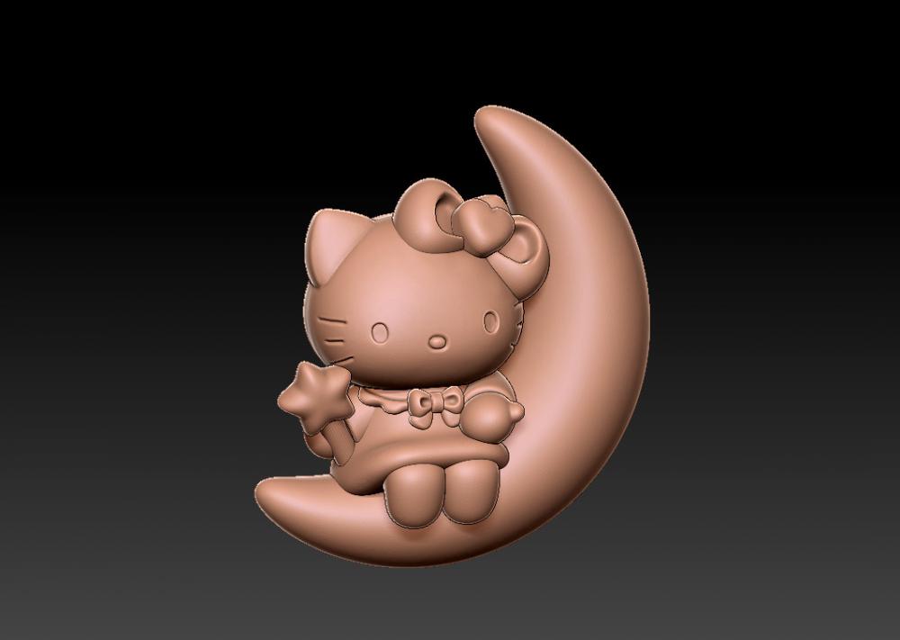 Hello Kitty 月亮吊坠3D打印模型