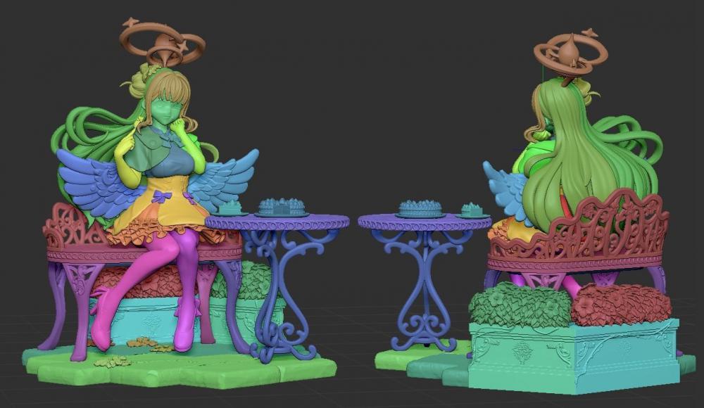 蔚蓝档案 圣园弥香 花园吃蛋糕3D打印模型