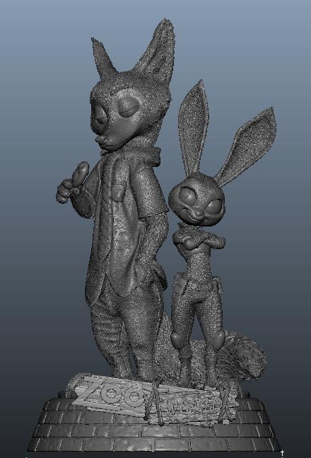 疯狂动物城 朱迪和尼克3D打印模型