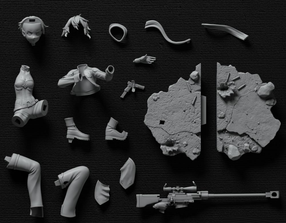 刀剑神域 冰之狙击手 诗乃 跪射版3D打印模型