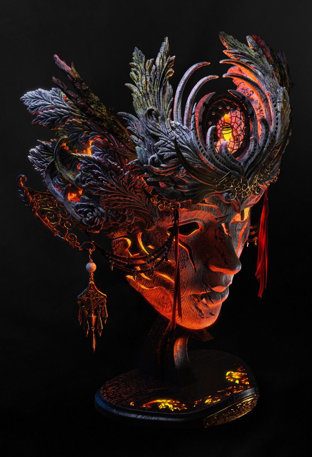 面具 艺术灯3D打印模型
