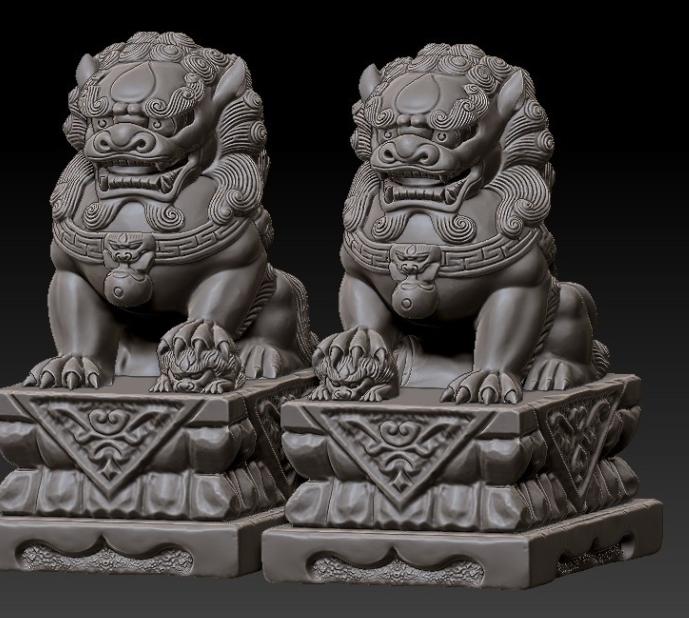 一对石狮3D打印模型