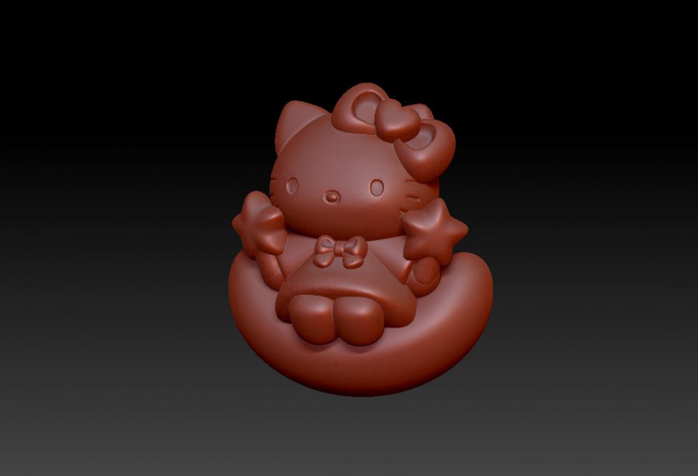 Hello Kitty 凯蒂猫月亮吊坠-摆件3D打印模型