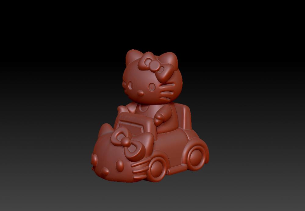 Hello Kitty 凯蒂猫开车摆件3D打印模型