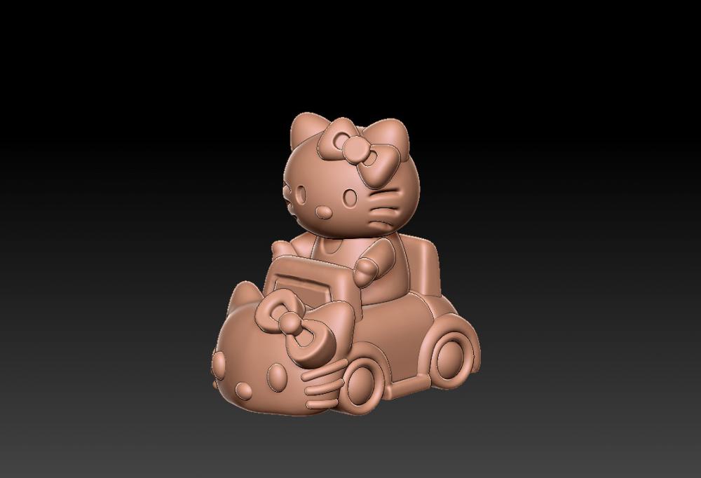 Hello Kitty 凯蒂猫开车摆件3D打印模型