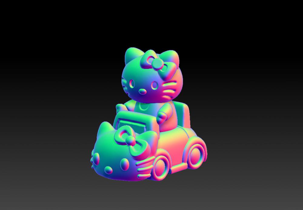 Hello Kitty 凯蒂猫开车摆件3D打印模型