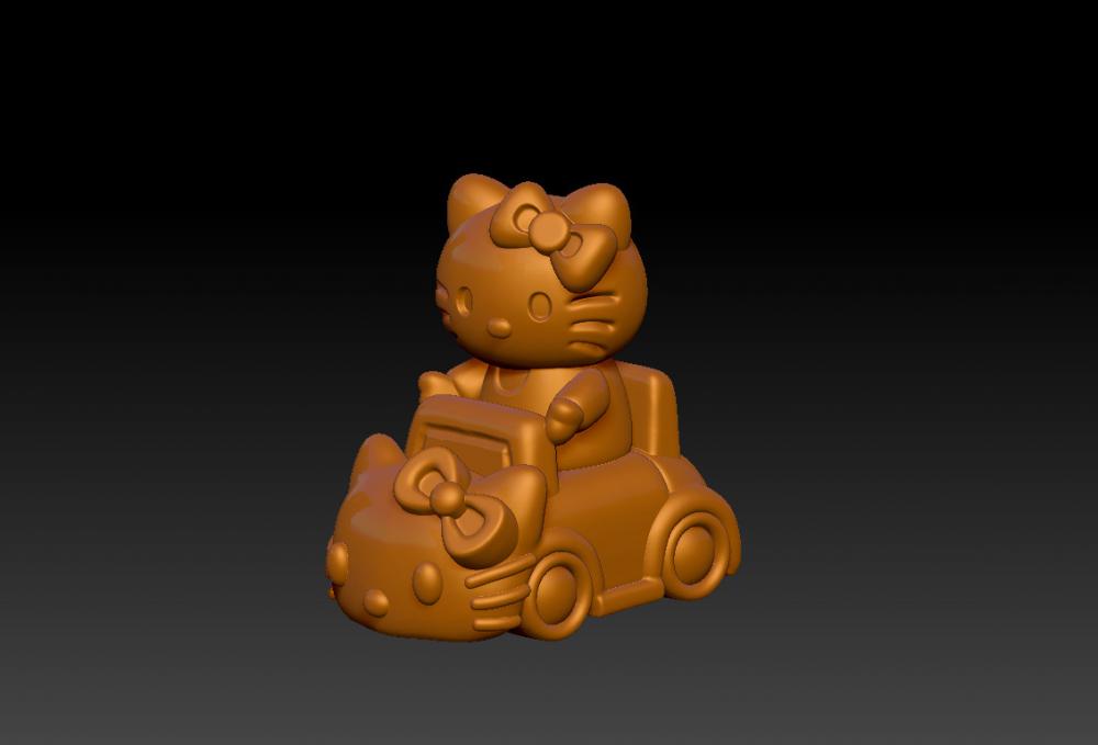 Hello Kitty 凯蒂猫开车摆件3D打印模型