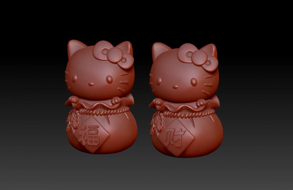 凯蒂猫(KITTY)招福招财-吊坠-摆件3D打印模型