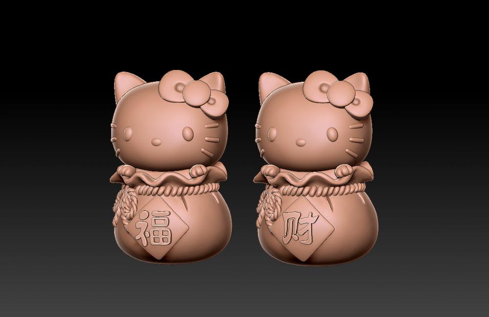 凯蒂猫(KITTY)招福招财-吊坠-摆件3D打印模型