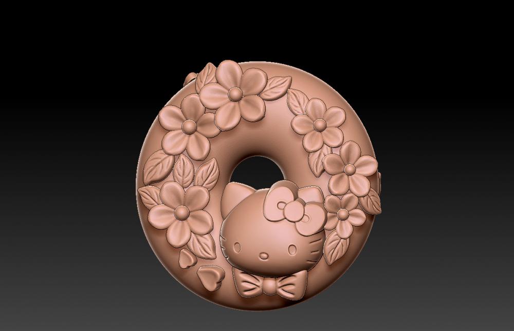 猫凯蒂猫(KITTY)平安吊坠-平安扣3D打印模型