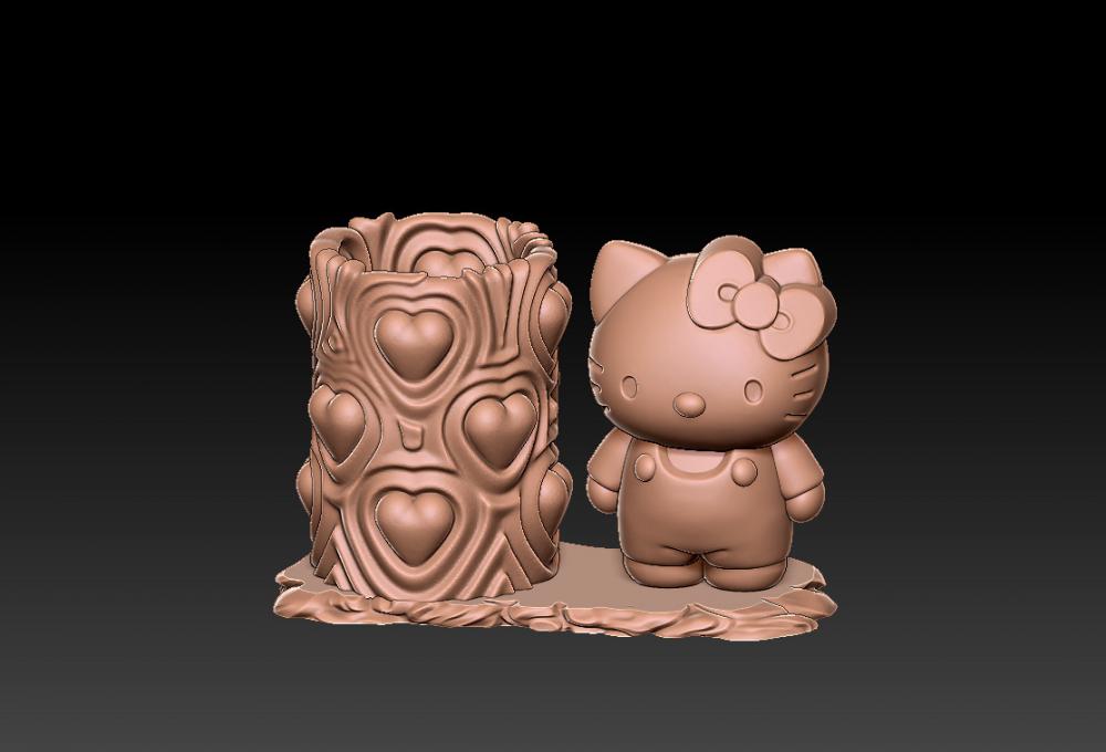 凯蒂猫笔筒15-33D打印模型