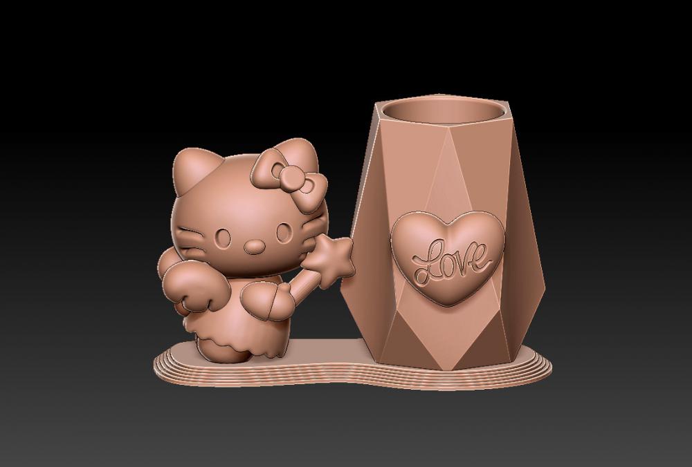 凯蒂猫天使笔筒 13D打印模型
