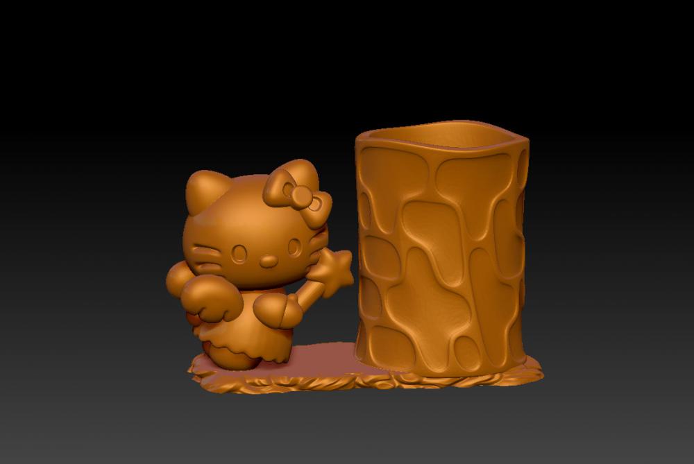 凯蒂猫天使笔筒 23D打印模型