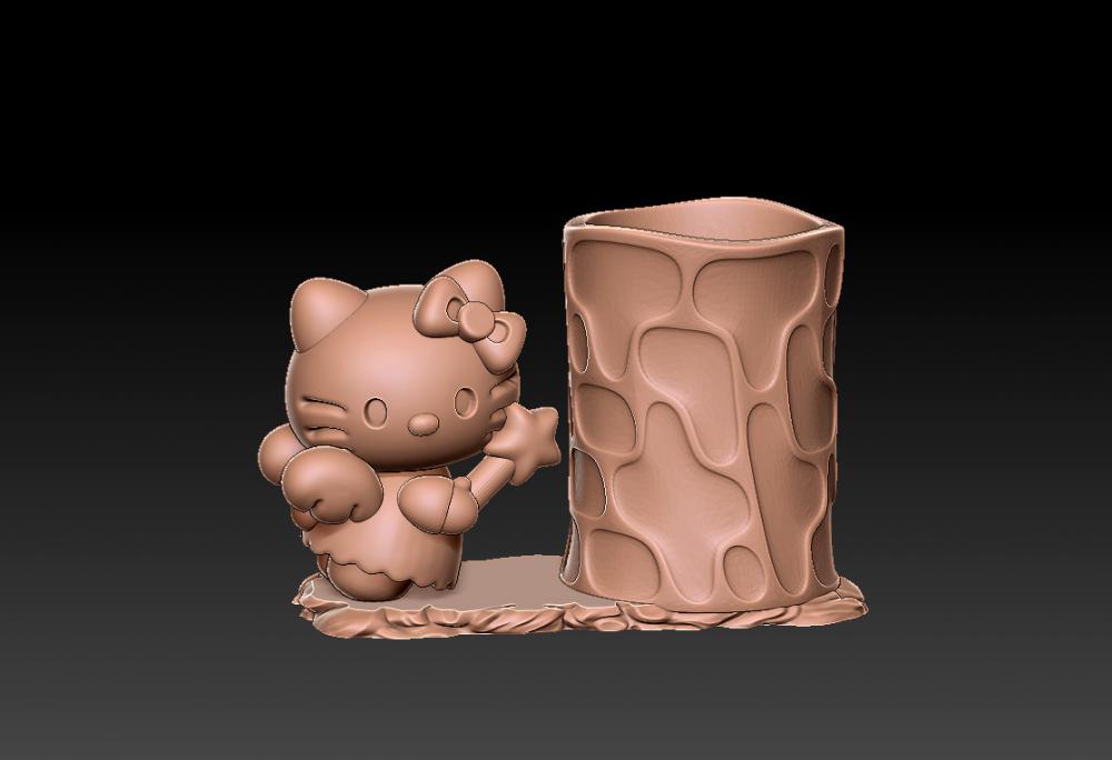 凯蒂猫天使笔筒 23D打印模型
