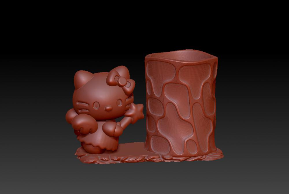 凯蒂猫天使笔筒 23D打印模型