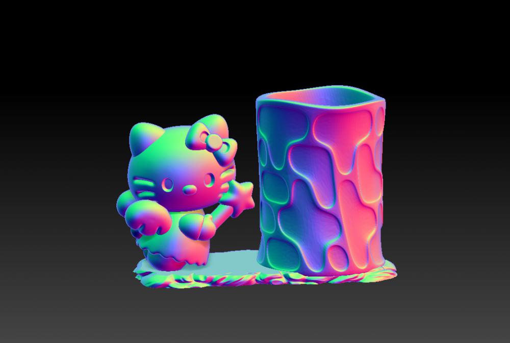 凯蒂猫天使笔筒 23D打印模型