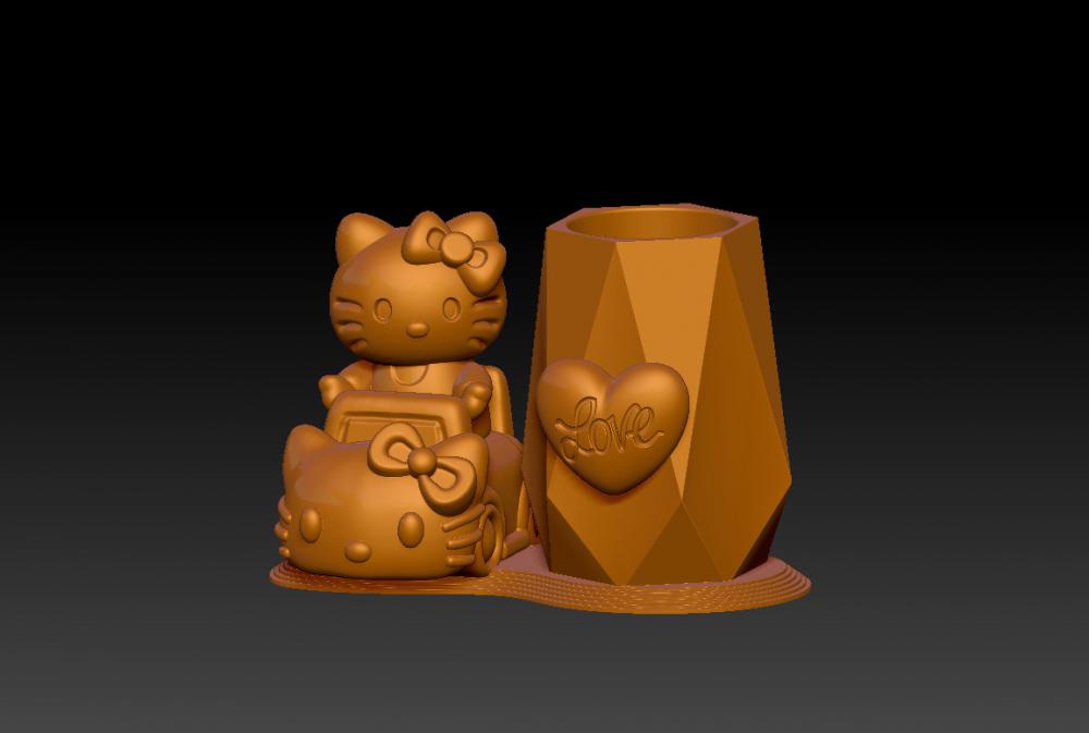凯蒂猫开车笔筒 13D打印模型