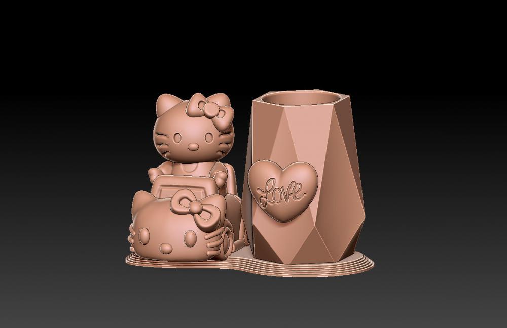 凯蒂猫开车笔筒 13D打印模型