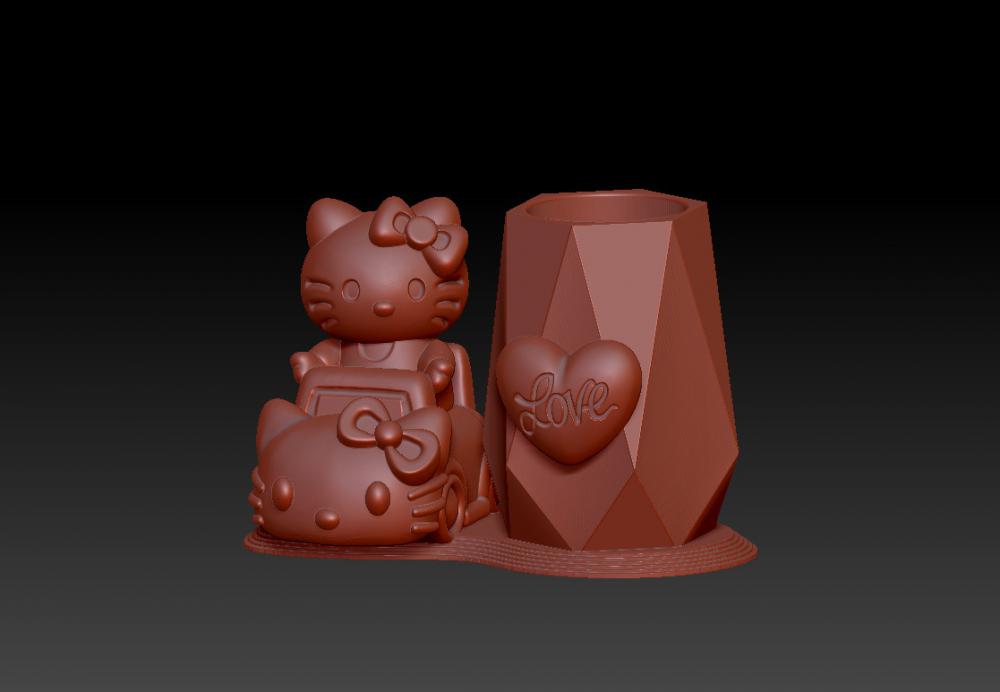 凯蒂猫开车笔筒 13D打印模型