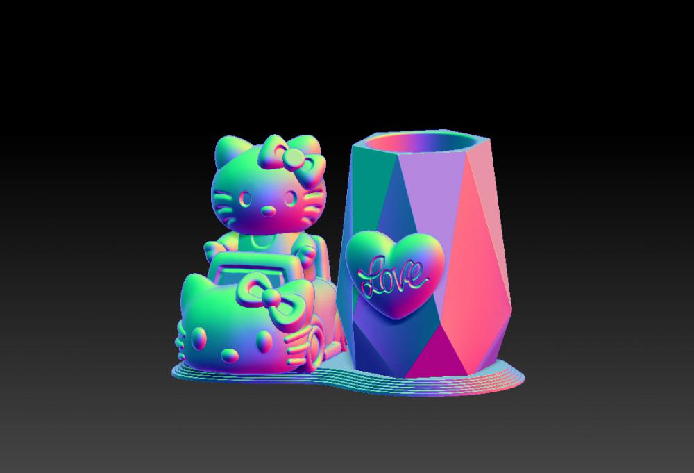 凯蒂猫开车笔筒 13D打印模型