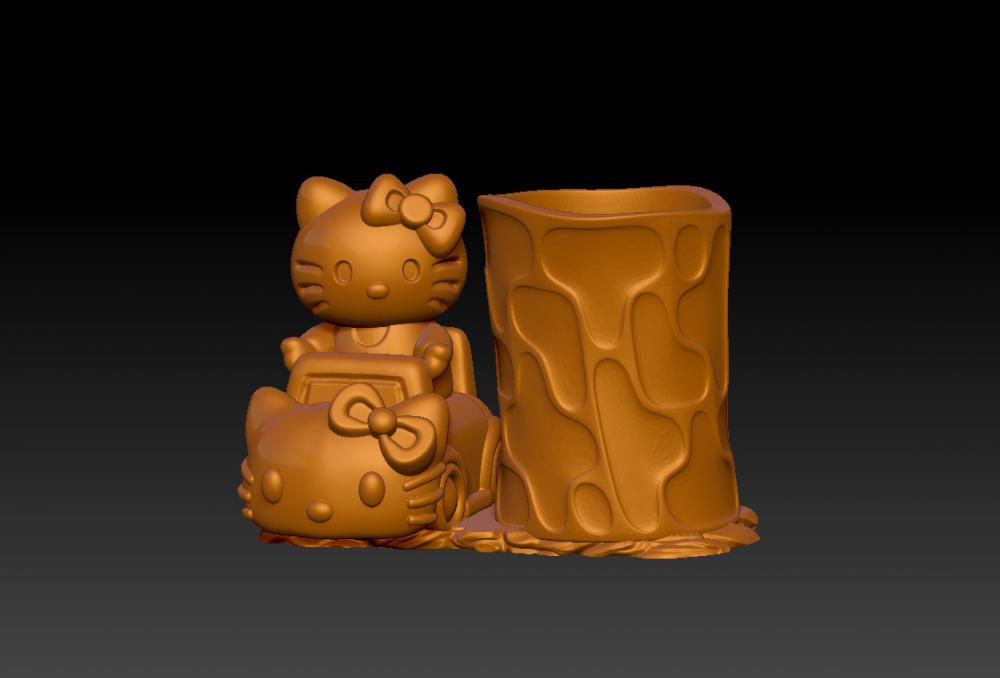 凯蒂猫开车笔筒 23D打印模型