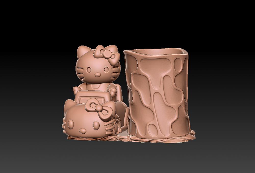凯蒂猫开车笔筒 23D打印模型