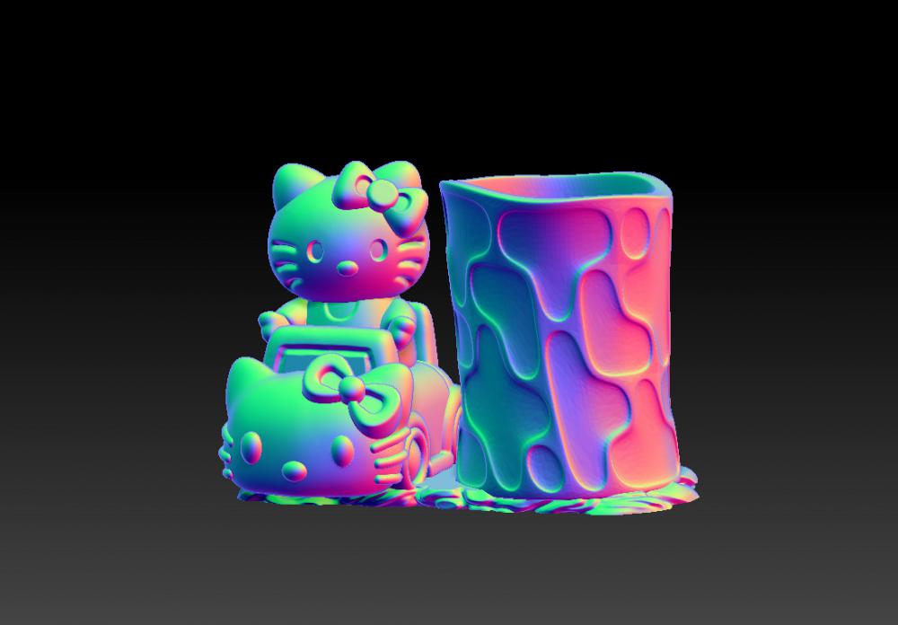 凯蒂猫开车笔筒 23D打印模型