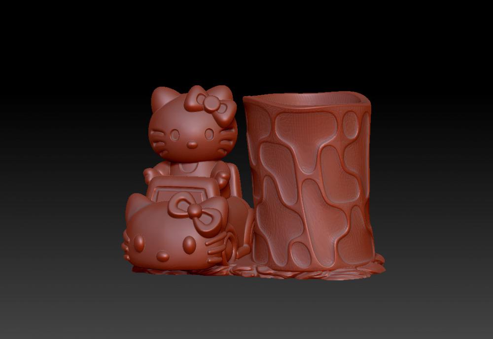凯蒂猫开车笔筒 23D打印模型