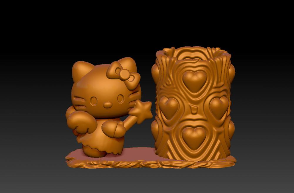 凯蒂猫天使笔筒 33D打印模型