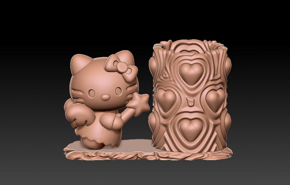 凯蒂猫天使笔筒 33D打印模型