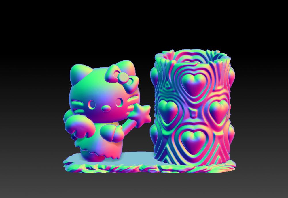 凯蒂猫天使笔筒 33D打印模型