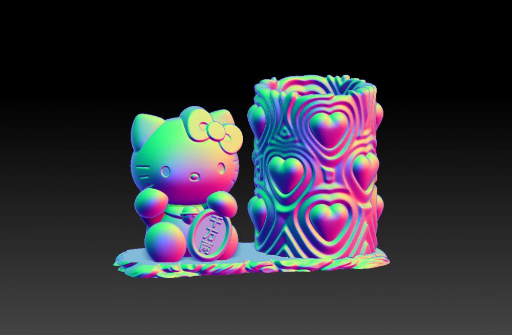 千万两招财凯蒂猫笔筒 33D打印模型