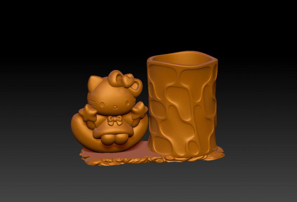 凯蒂猫月亮笔筒 23D打印模型