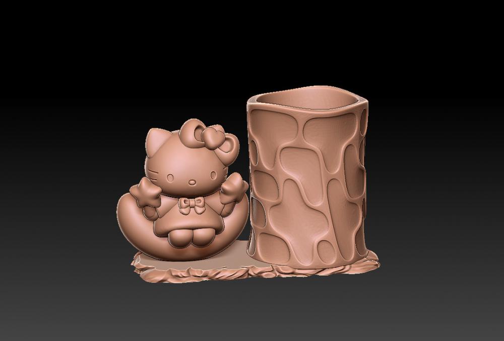 凯蒂猫月亮笔筒 23D打印模型