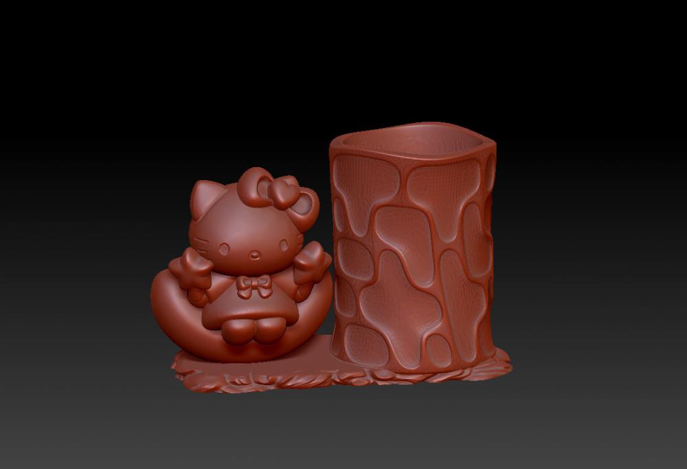 凯蒂猫月亮笔筒 23D打印模型