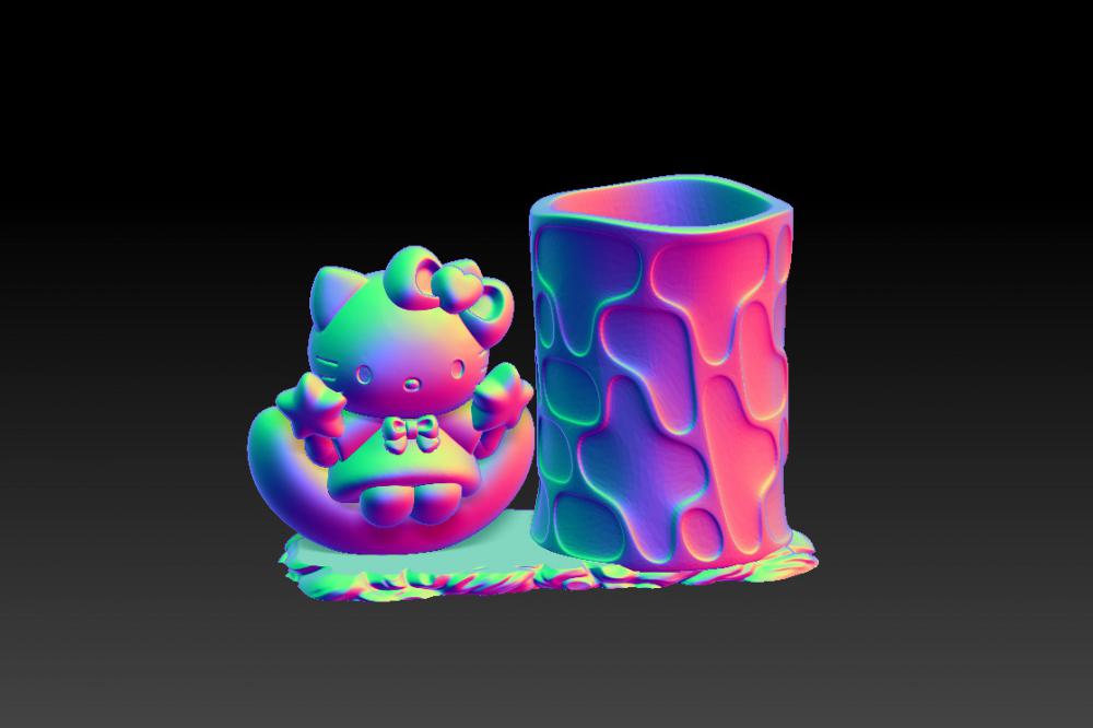 凯蒂猫月亮笔筒 23D打印模型