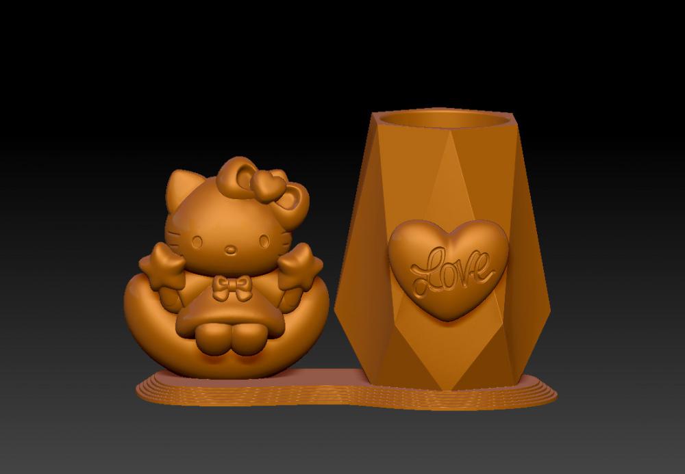 凯蒂猫月亮笔筒 13D打印模型