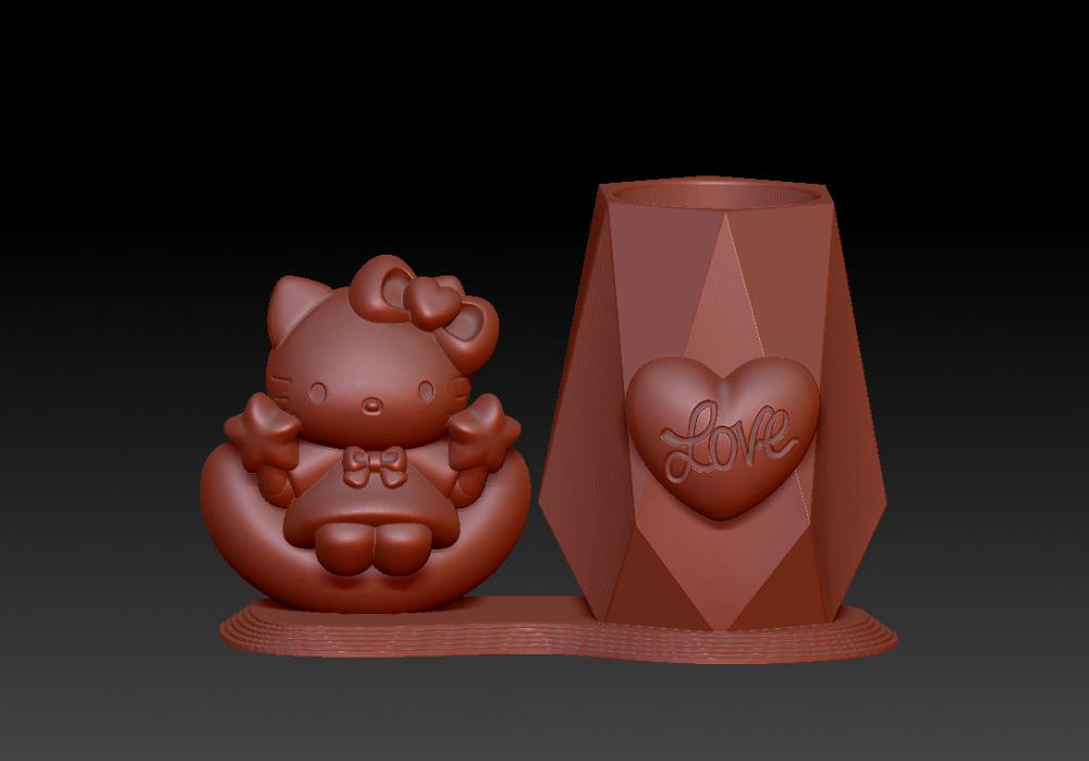 凯蒂猫月亮笔筒 13D打印模型