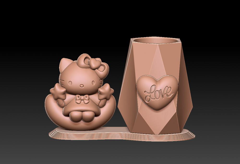 凯蒂猫月亮笔筒 13D打印模型