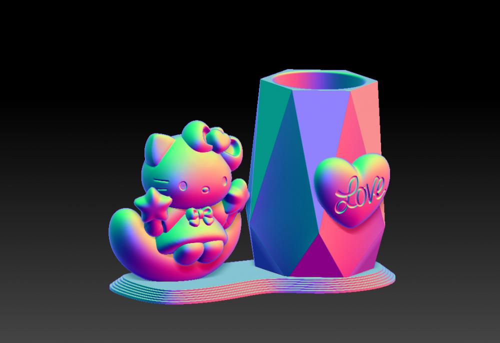 凯蒂猫月亮笔筒 13D打印模型