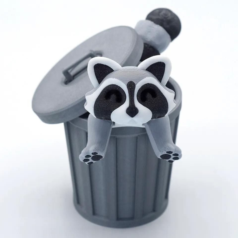 小浣熊和垃圾箱3D打印模型