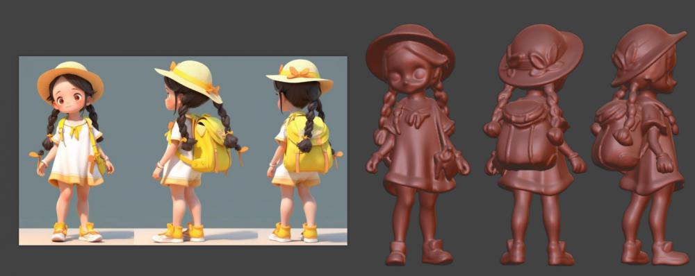 卡通可爱小女孩3D打印模型