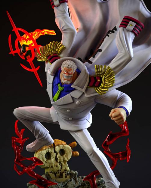 海贼王：蒙奇D卡普 海军英雄 弓步 挥拳3D打印模型