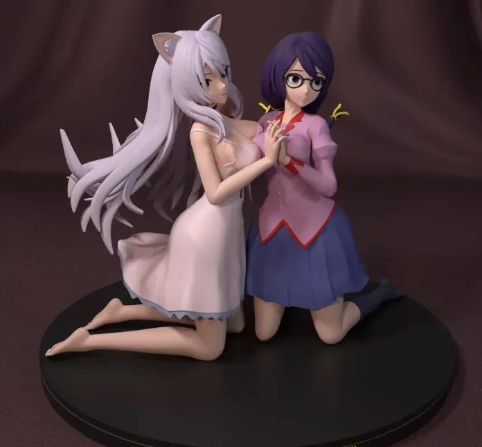 猫物语 羽川翼与黑羽川3D打印模型