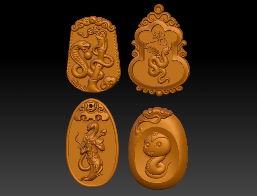 蛇年生肖吊坠 33D打印模型