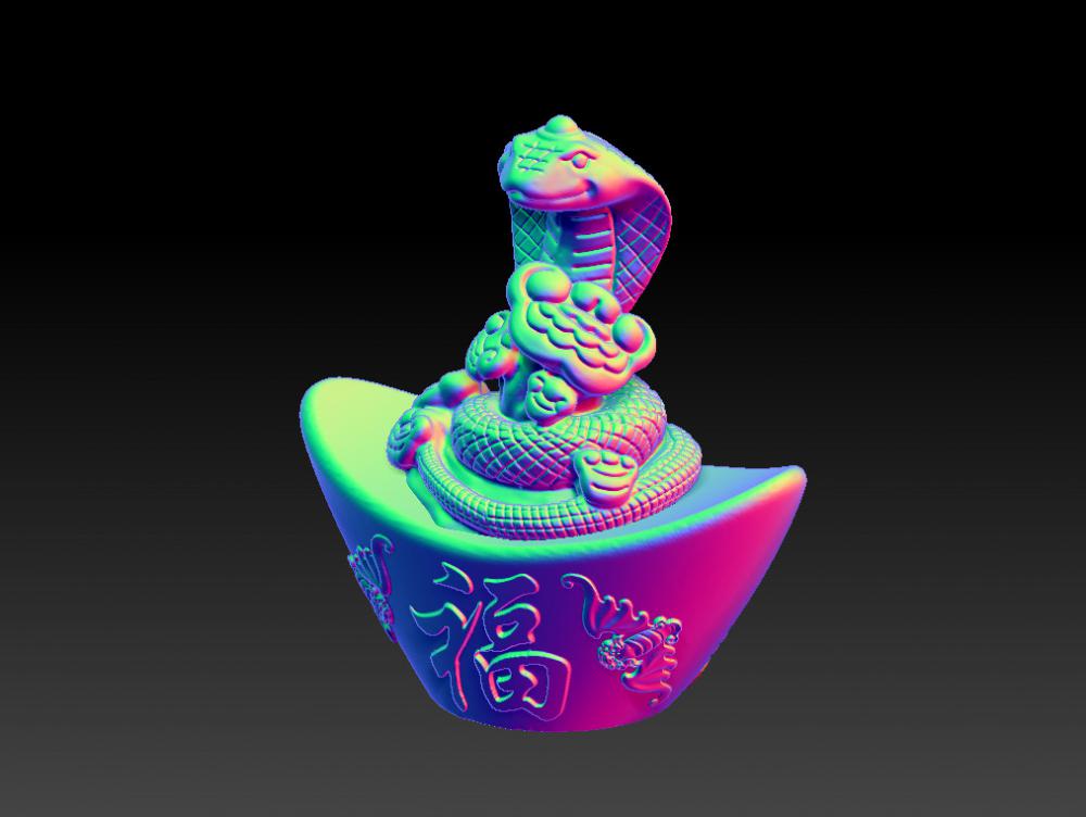 十二生肖蛇年金元宝 33D打印模型