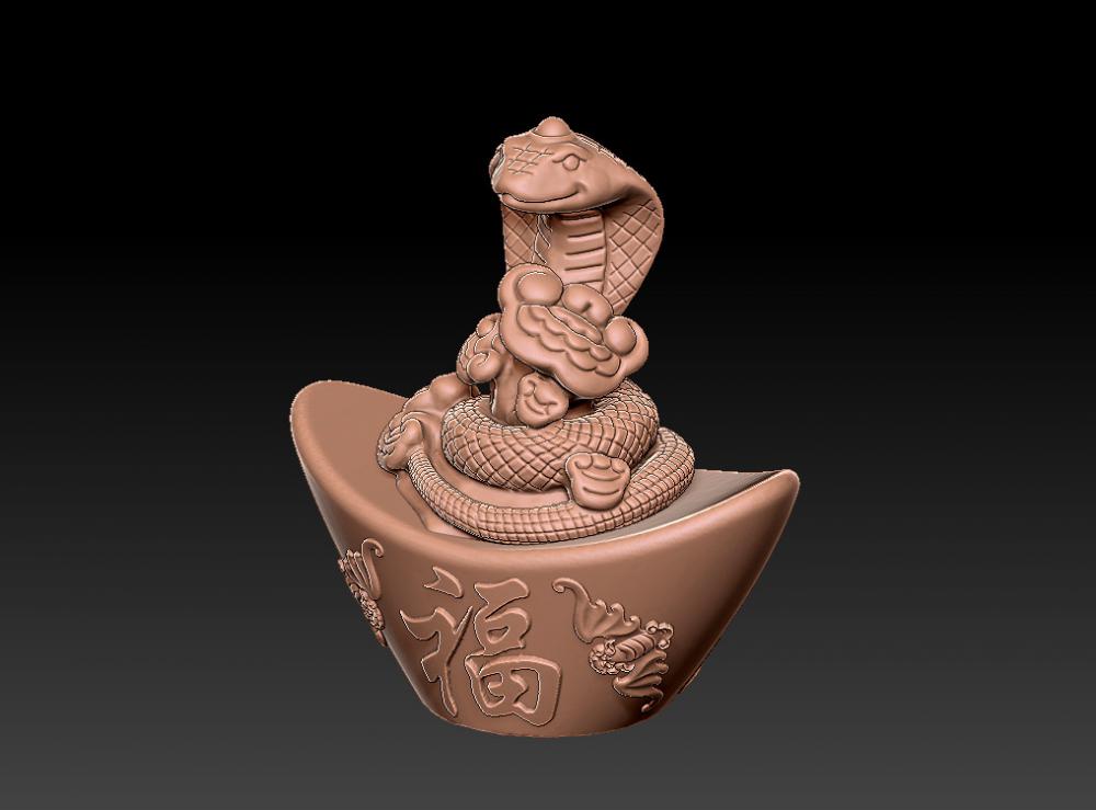 十二生肖蛇年金元宝 33D打印模型